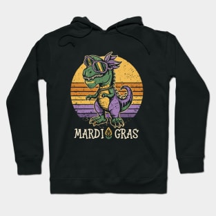 vintage sunset color dino Mardi Gras Hoodie